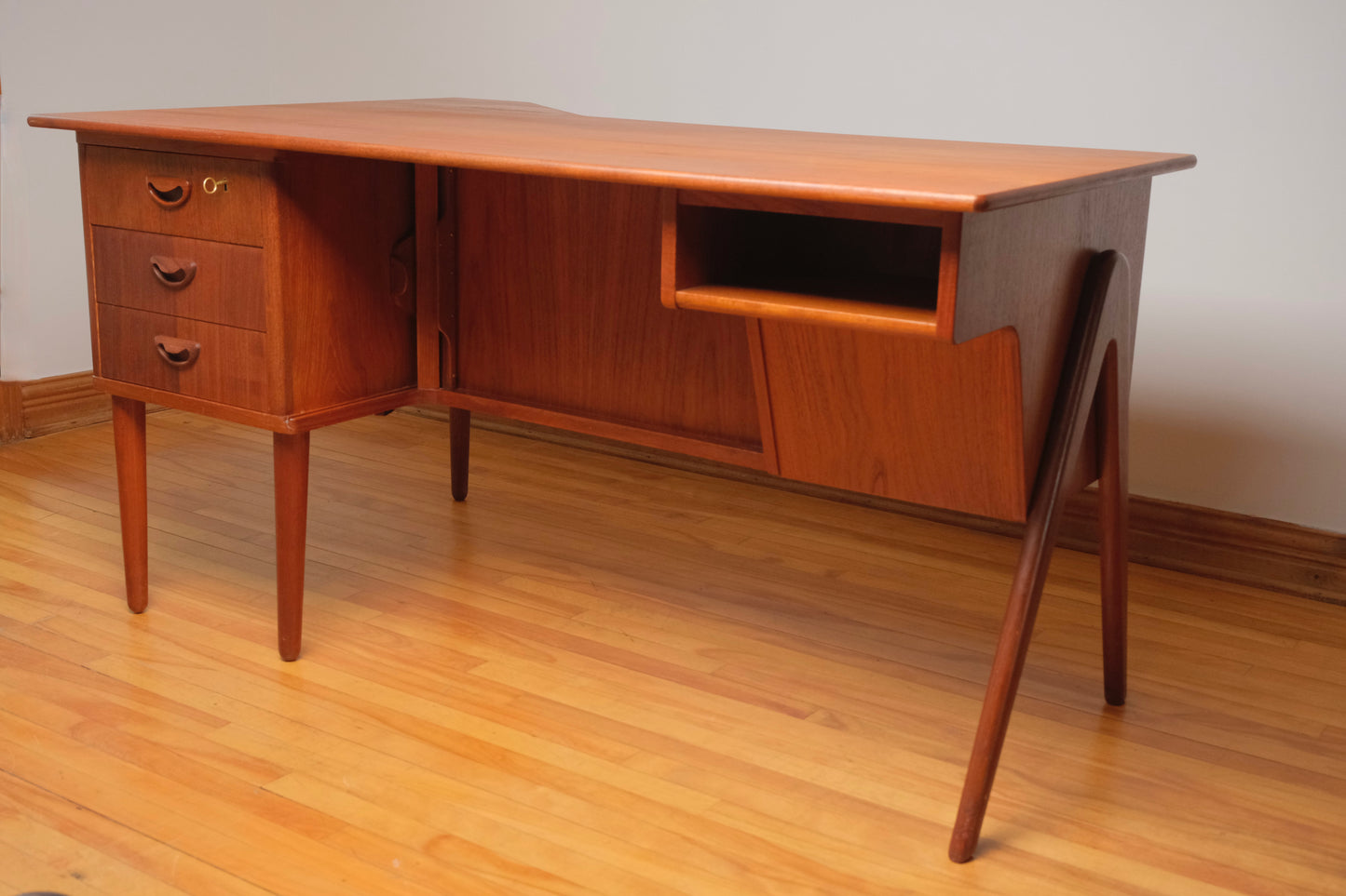 Danish Teak Desk with two Tambours