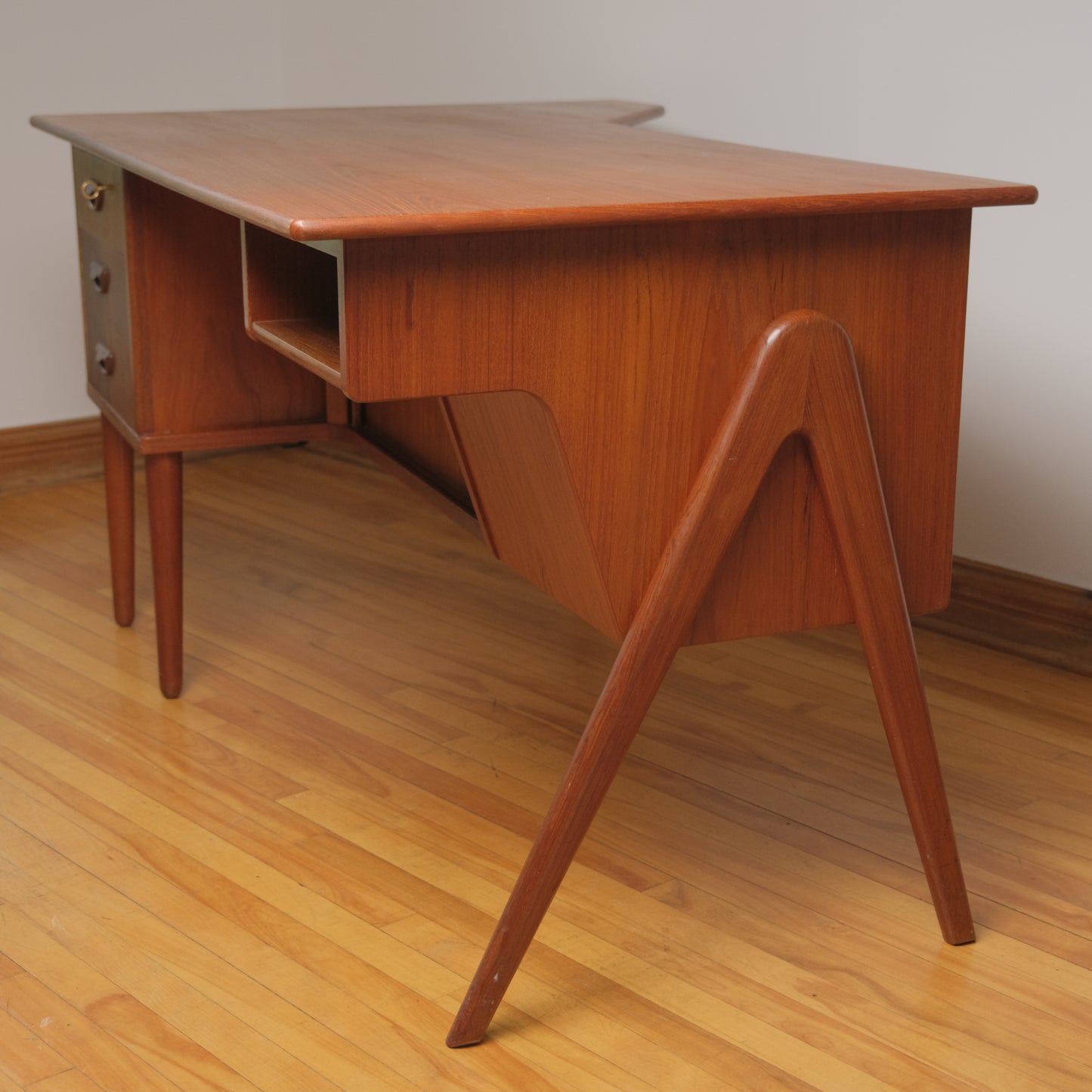 Danish Teak Desk with two Tambours