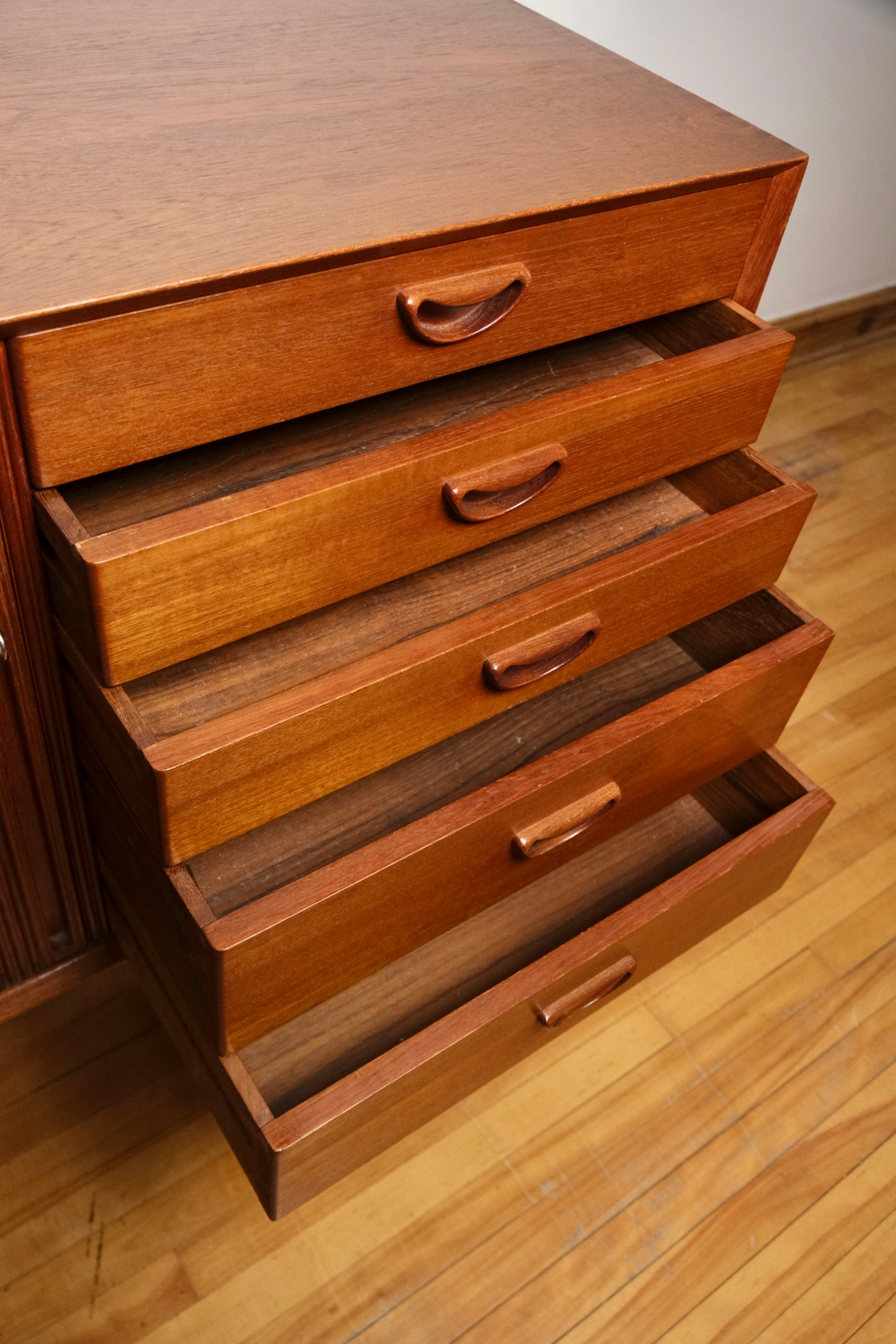 Danish Teak Cabinet with Tambour by Peter Hvidt