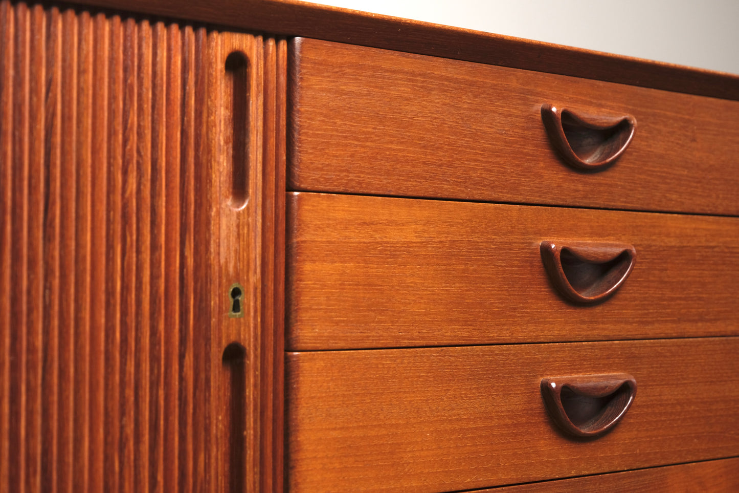 Danish Teak Cabinet with Tambour by Peter Hvidt